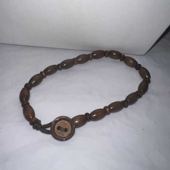 Vintage Wooden Bead Loop Closure Bracelet - Picture 1 of 5